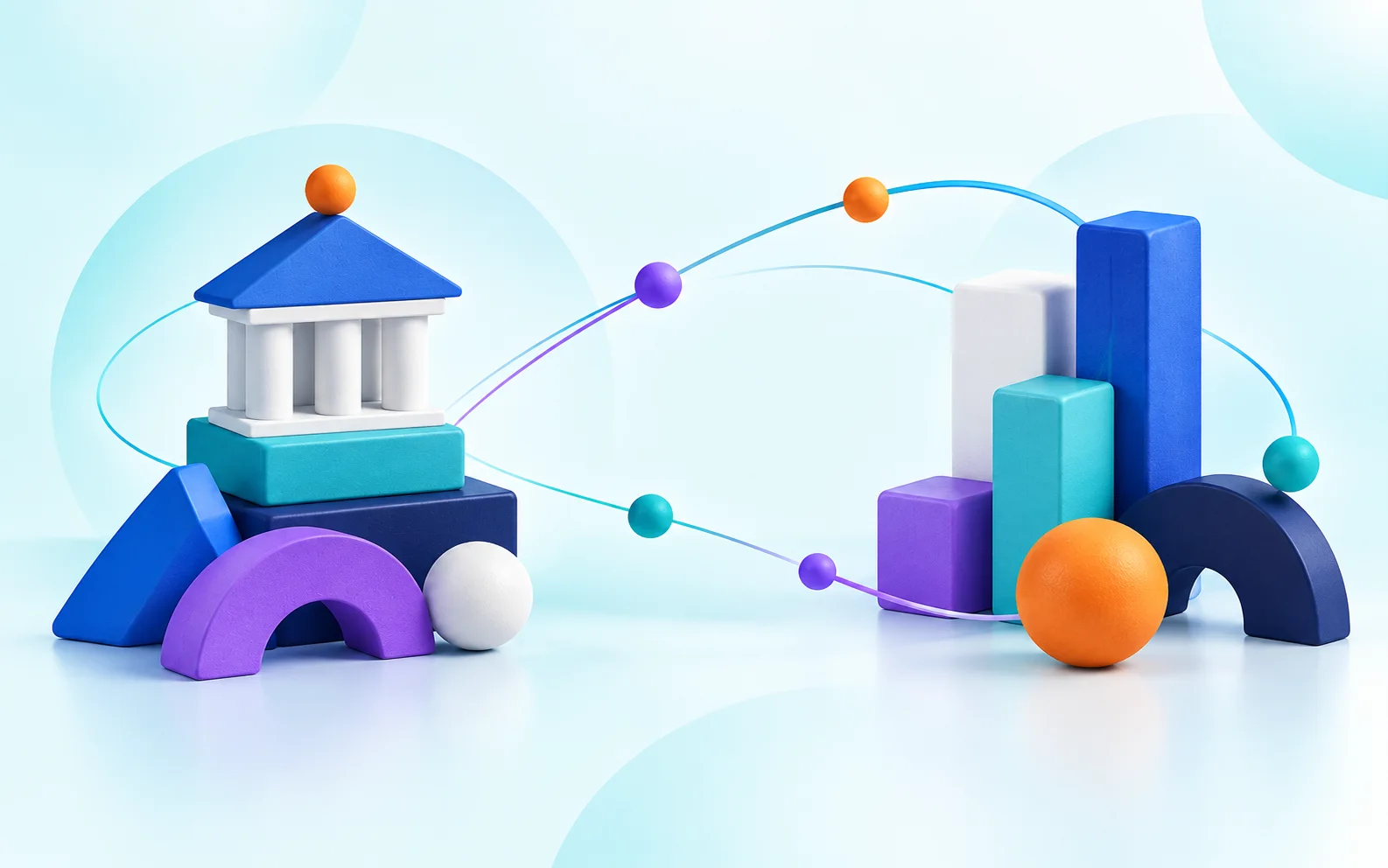Institutional and business learning forms connected through flowing partnership paths